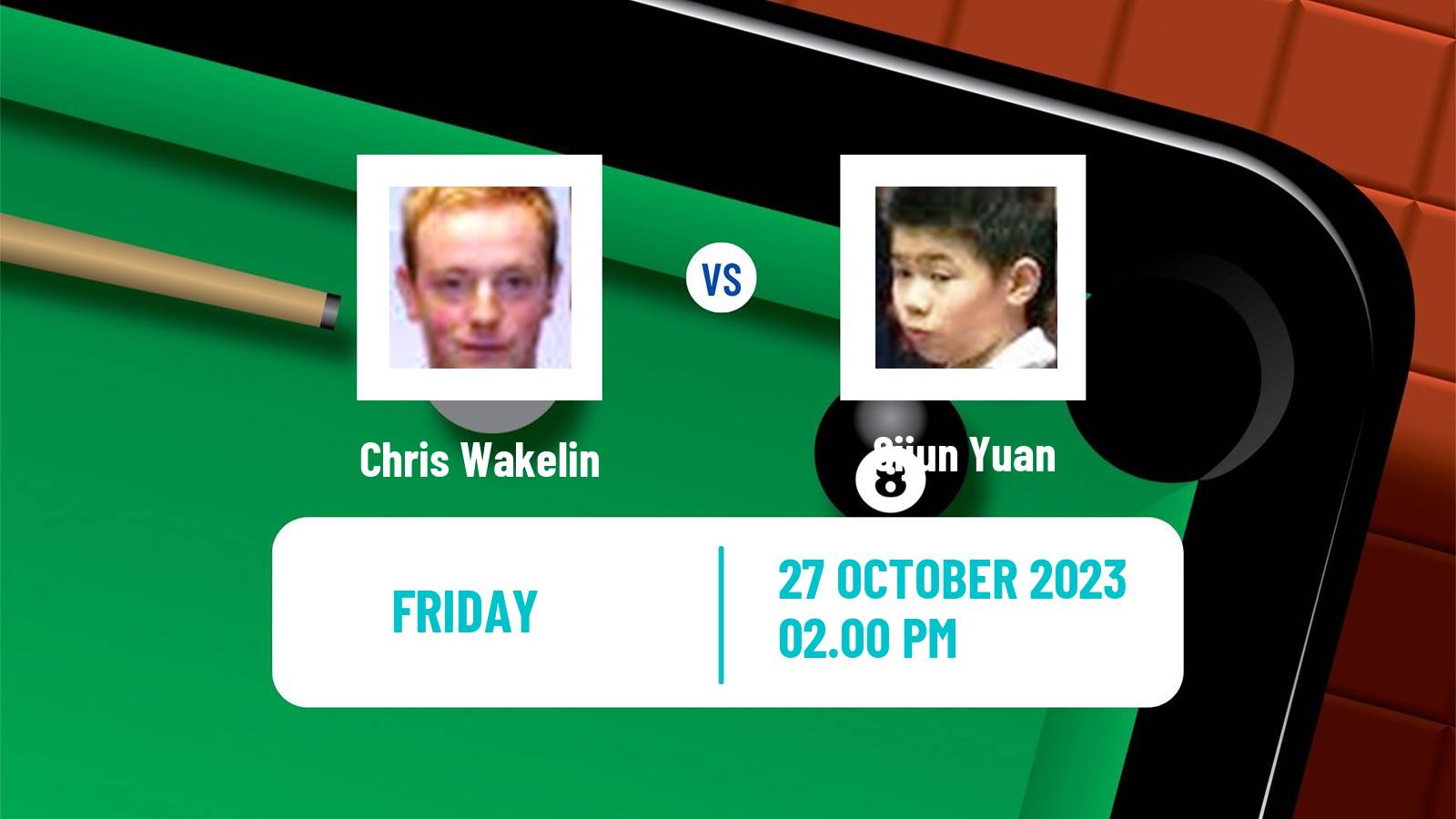 Snooker Northern Ireland Open Chris Wakelin - Sijun Yuan