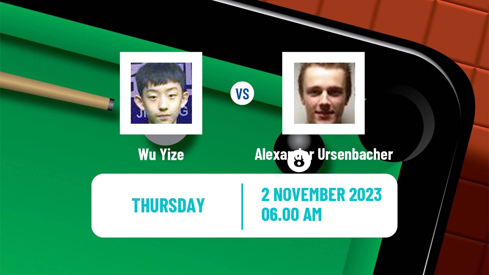 Snooker Scottish Open Wu Yize - Alexander Ursenbacher