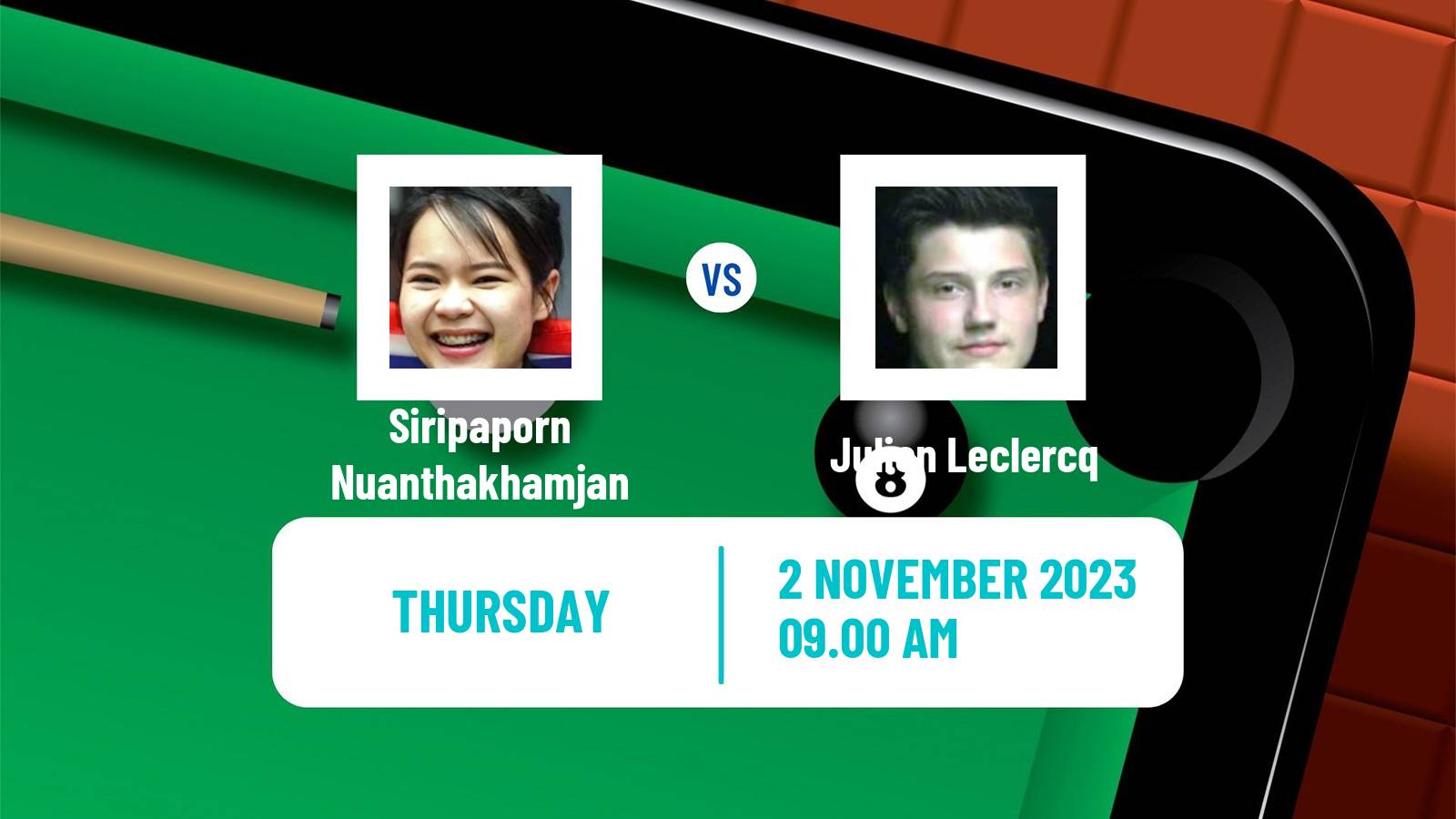 Snooker Scottish Open Siripaporn Nuanthakhamjan - Julien Leclercq