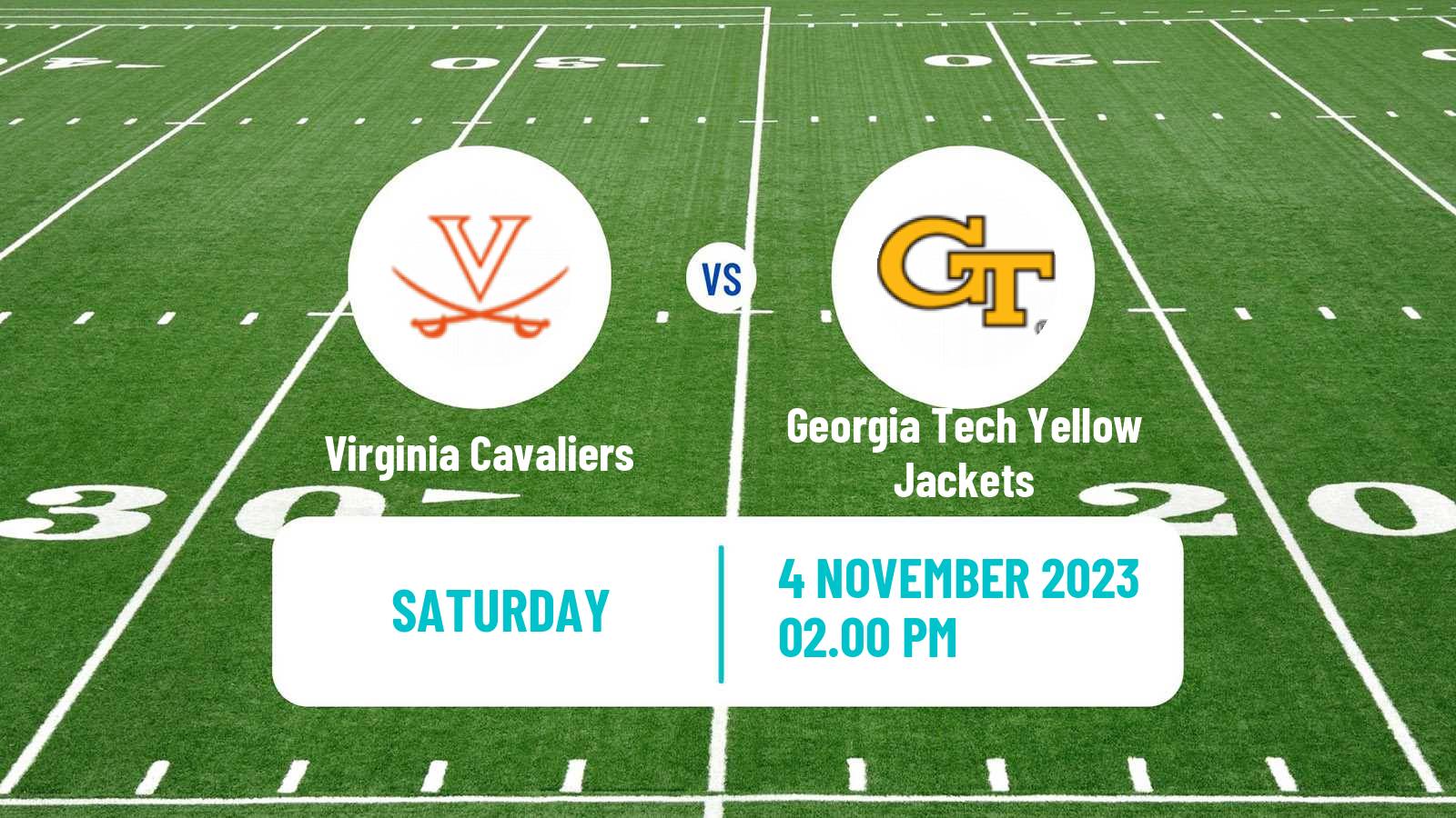 American football NCAA College Football Virginia Cavaliers - Georgia Tech Yellow Jackets