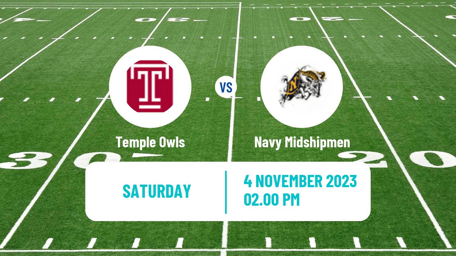 American football NCAA College Football Temple Owls - Navy Midshipmen