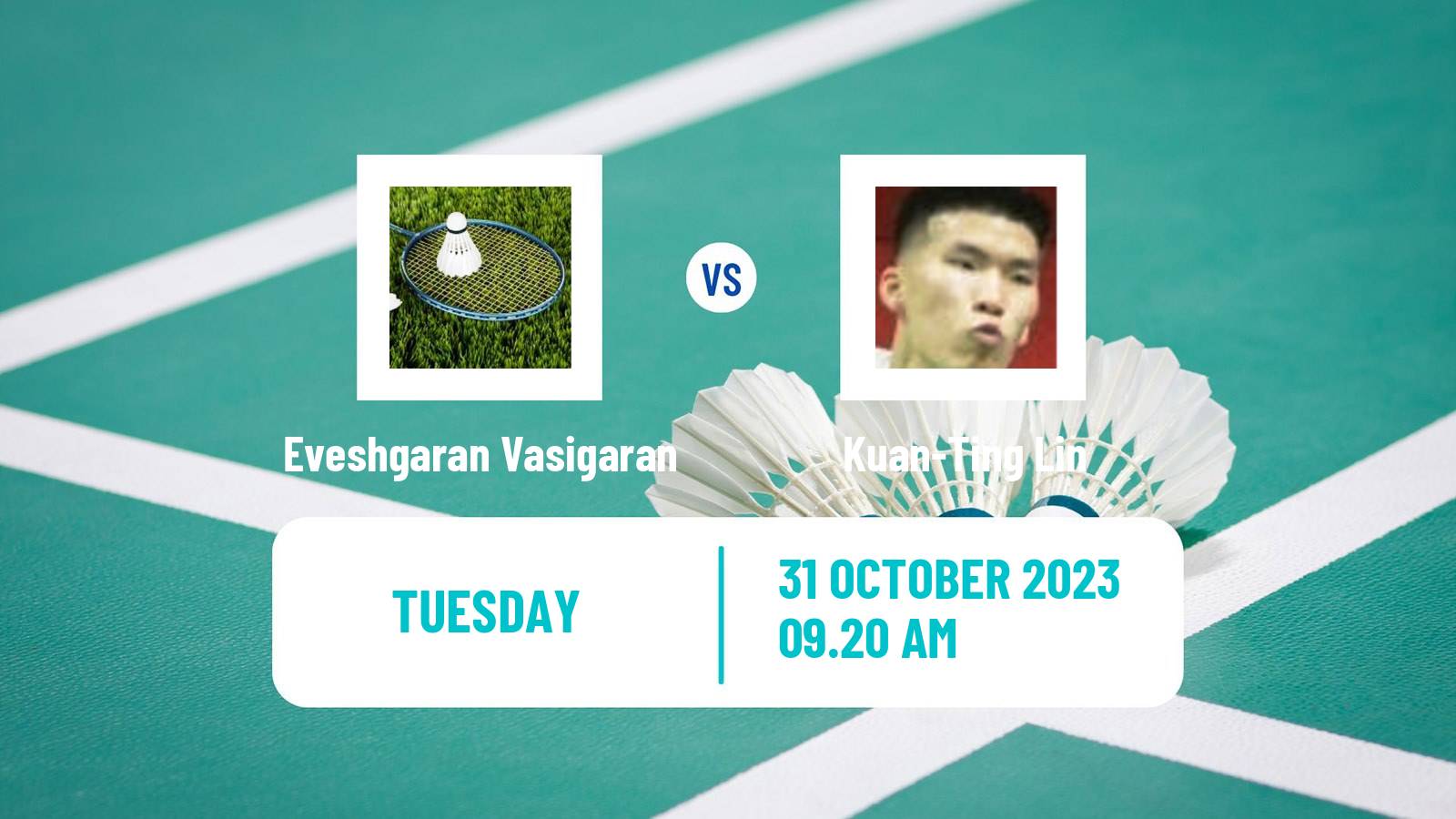 Badminton BWF World Tour Kl Masters Malaysia Super 100 Men Eveshgaran Vasigaran - Kuan-Ting Lin