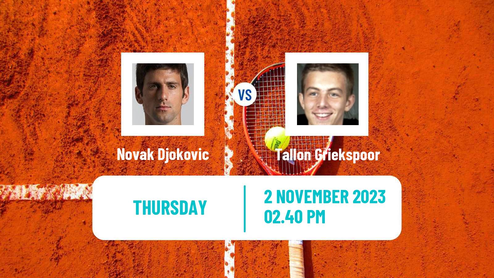 Tennis ATP Paris Novak Djokovic - Tallon Griekspoor