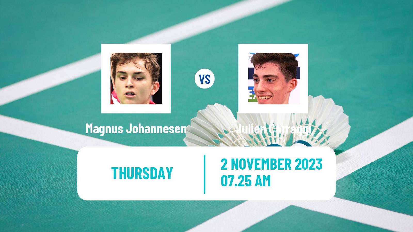 Badminton BWF World Tour Hylo Open Men Magnus Johannesen - Julien Carraggi