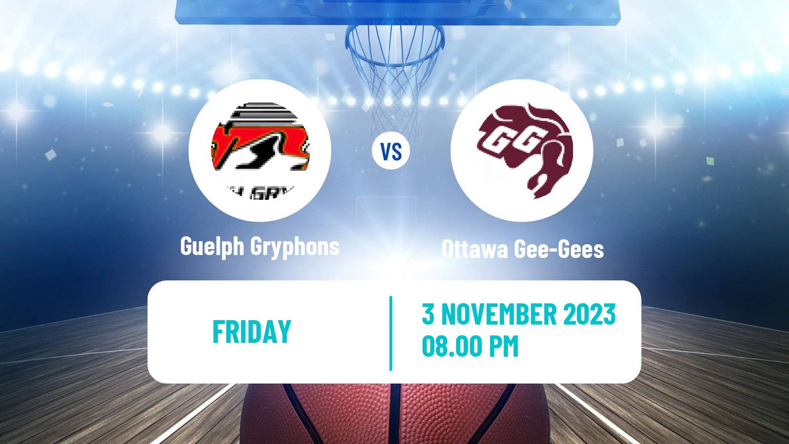 Basketball Canadian U Sports Basketball Guelph Gryphons - Ottawa Gee-Gees