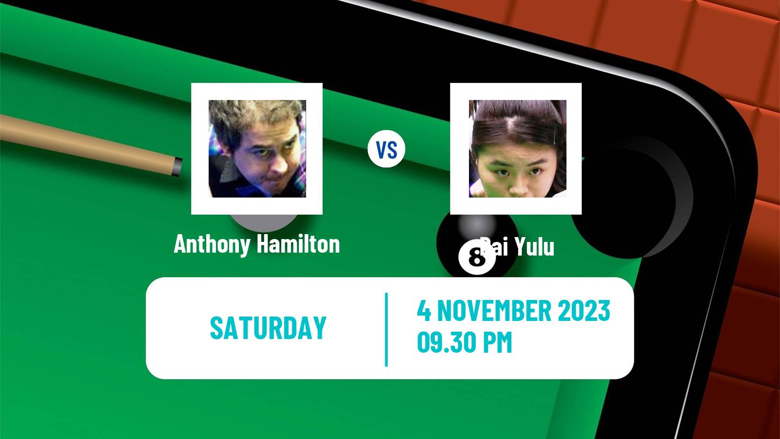 Snooker International Championship Anthony Hamilton - Bai Yulu