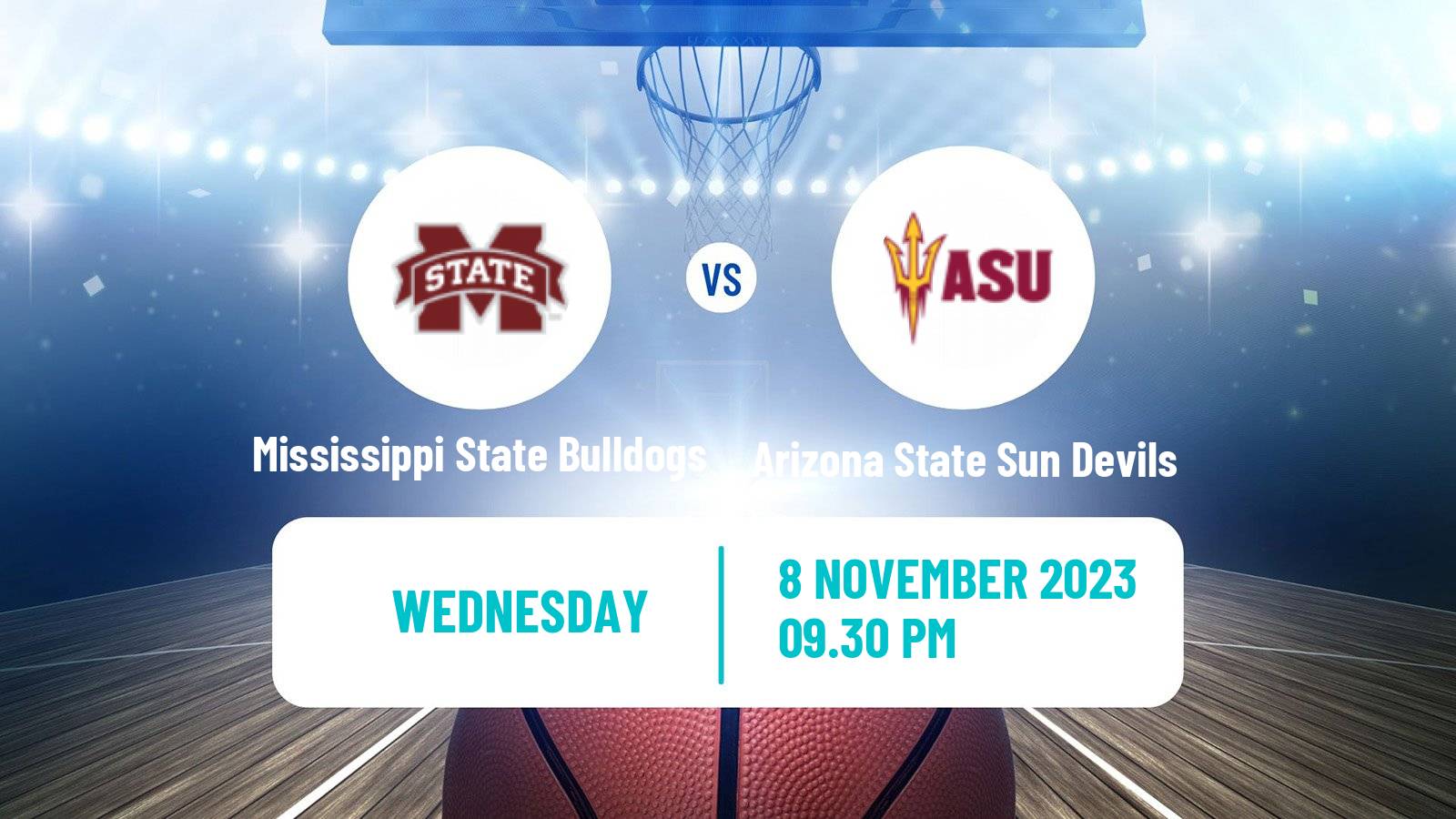 Basketball NCAA College Basketball Mississippi State Bulldogs - Arizona State Sun Devils