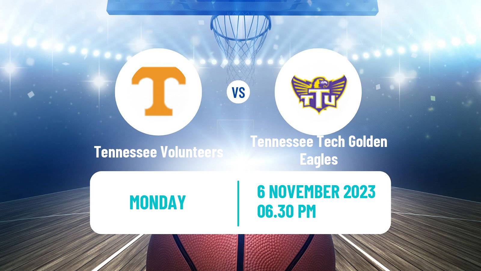 Basketball NCAA College Basketball Tennessee Volunteers - Tennessee Tech Golden Eagles