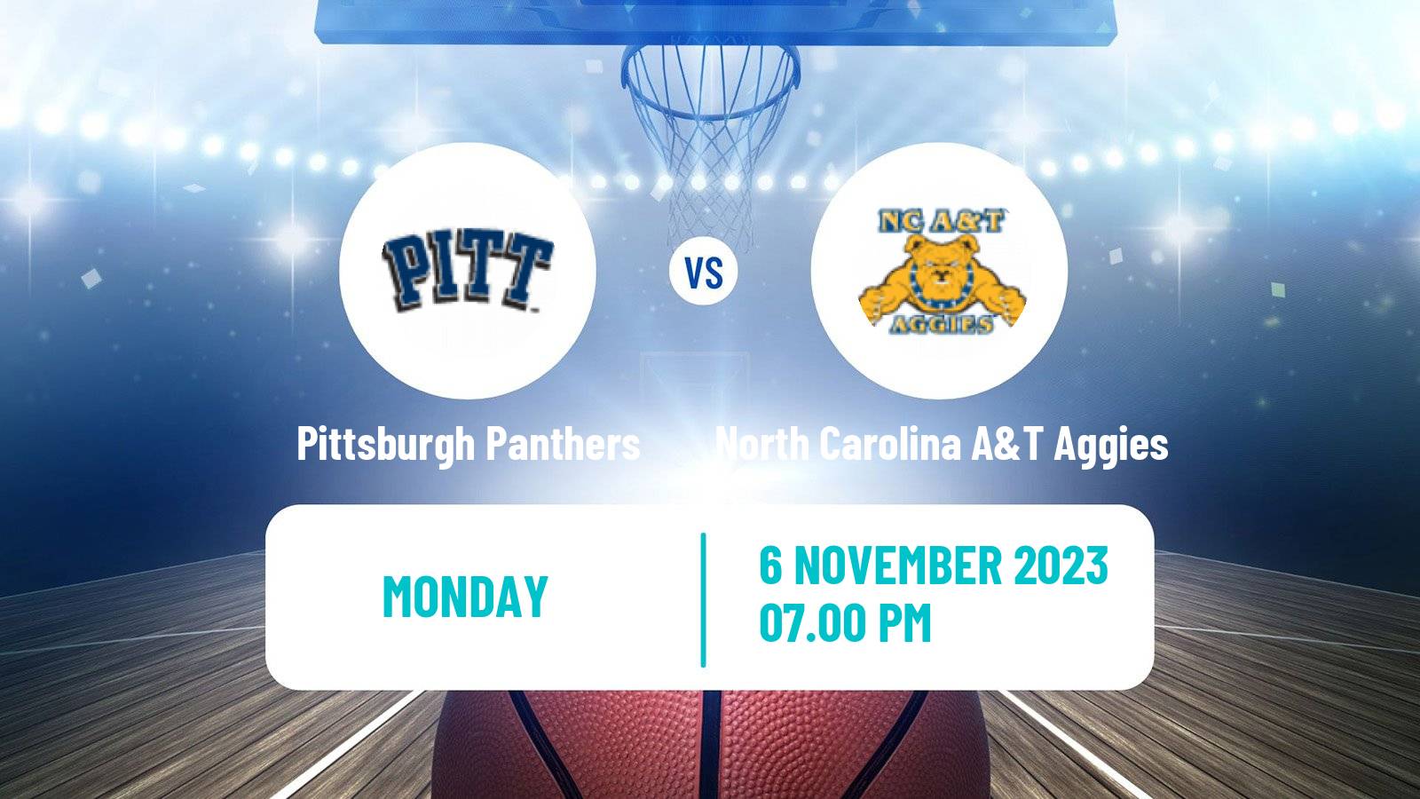Basketball NCAA College Basketball Pittsburgh Panthers - North Carolina A&T Aggies