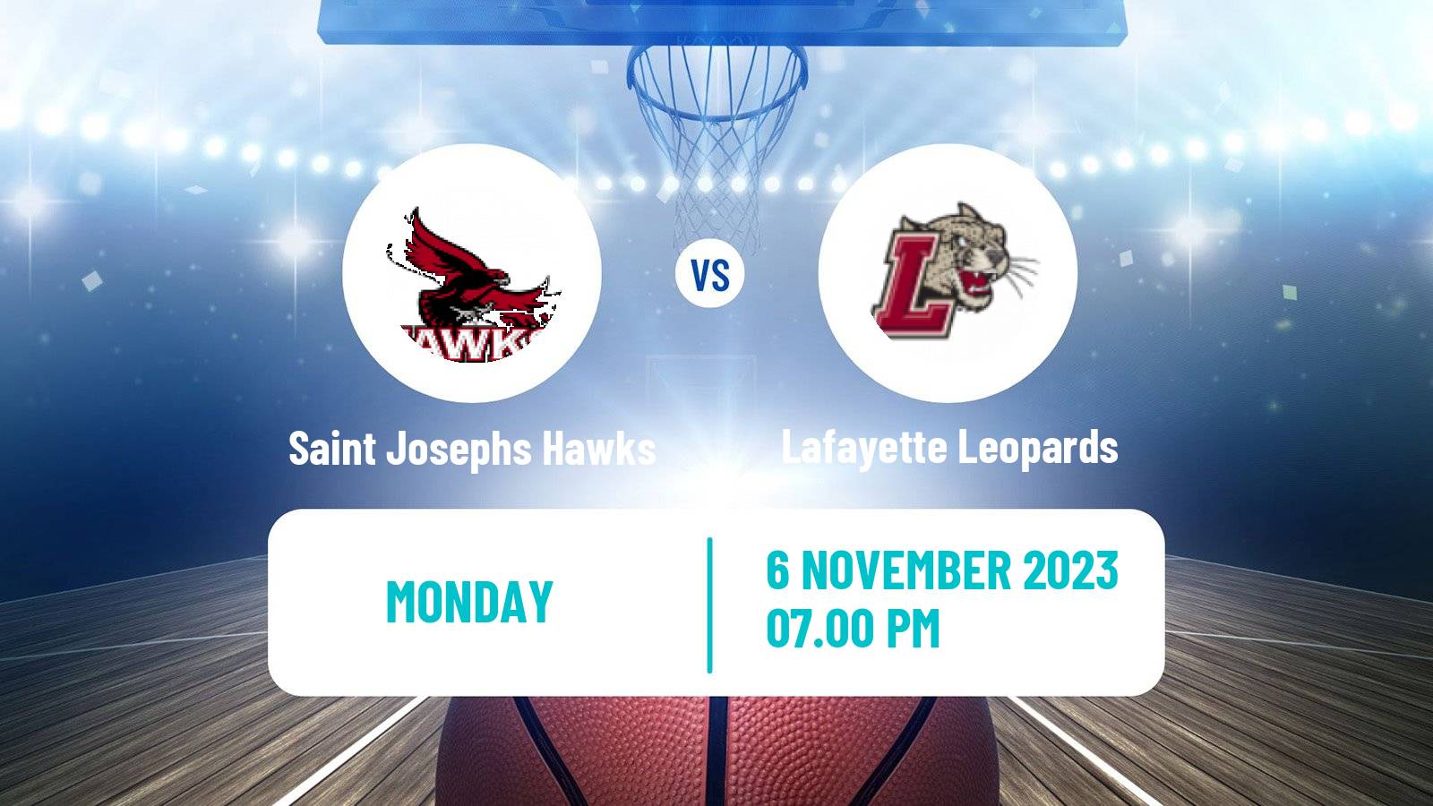 Basketball NCAA College Basketball Saint Josephs Hawks - Lafayette Leopards