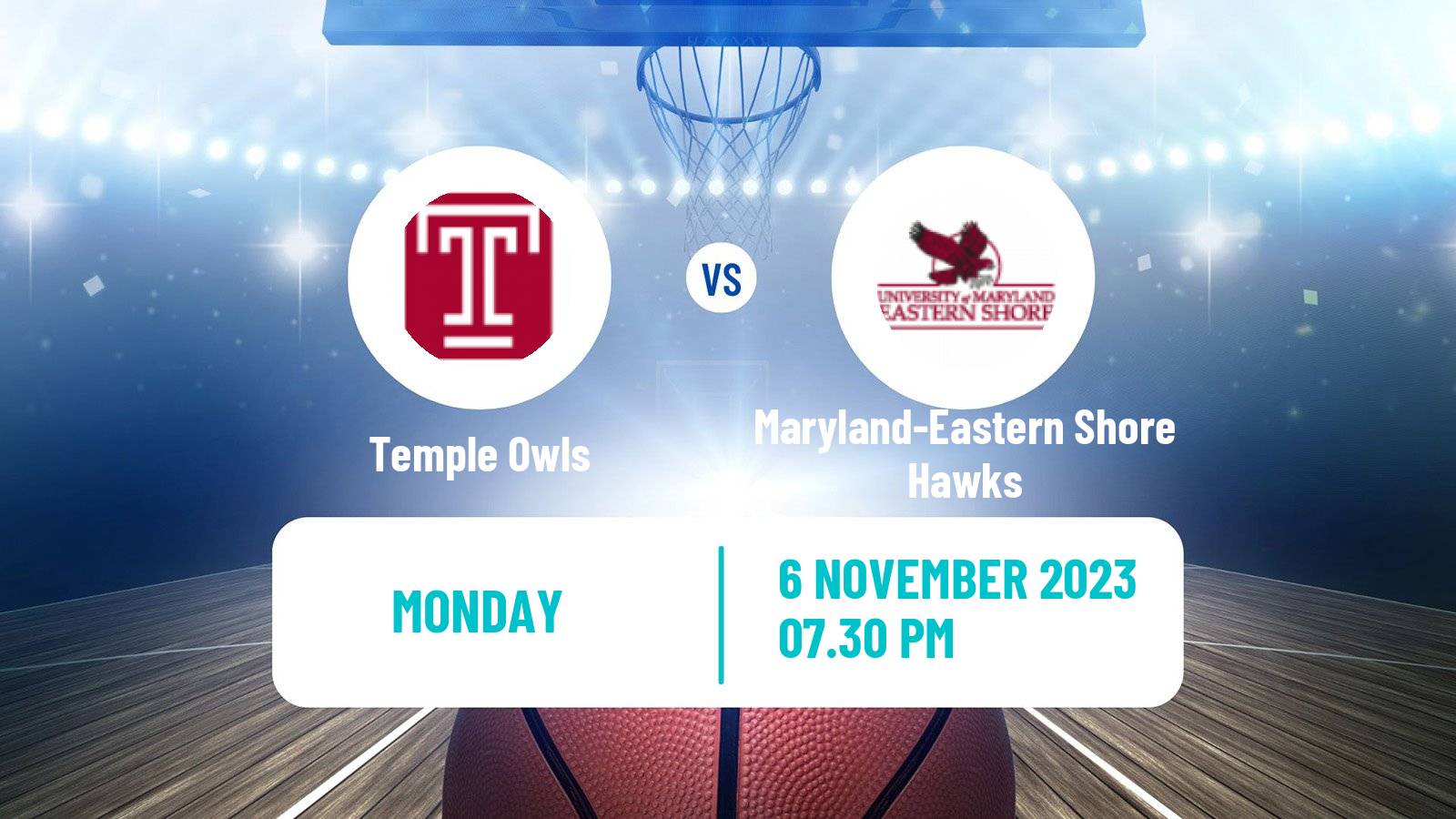 Basketball NCAA College Basketball Temple Owls - Maryland-Eastern Shore Hawks