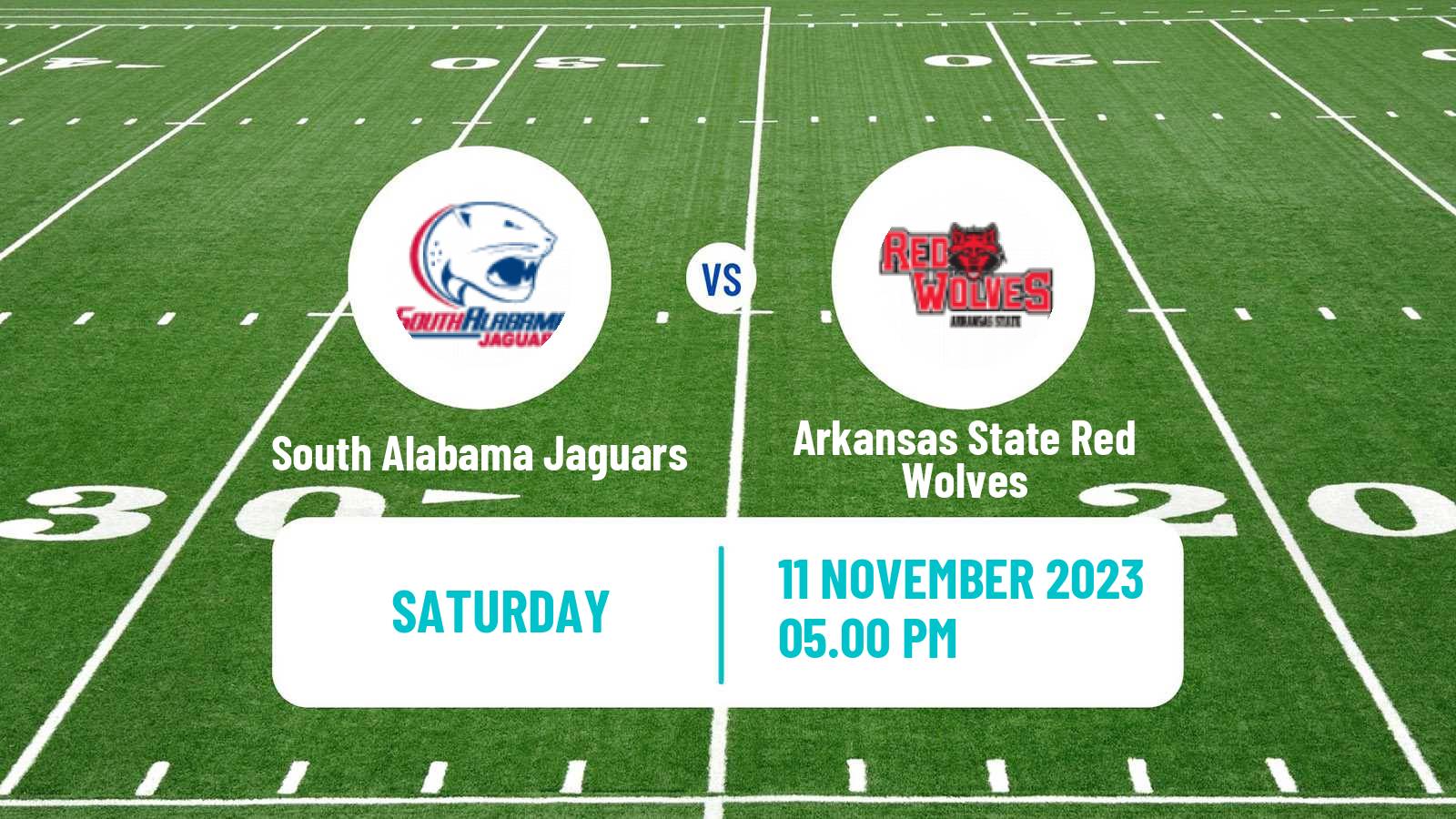 American football NCAA College Football South Alabama Jaguars - Arkansas State Red Wolves