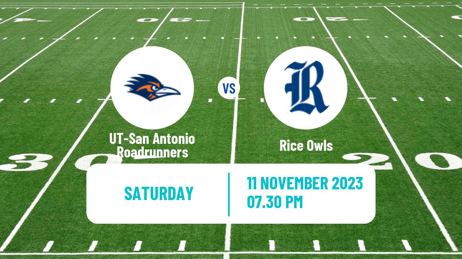 American football NCAA College Football UT-San Antonio Roadrunners - Rice Owls