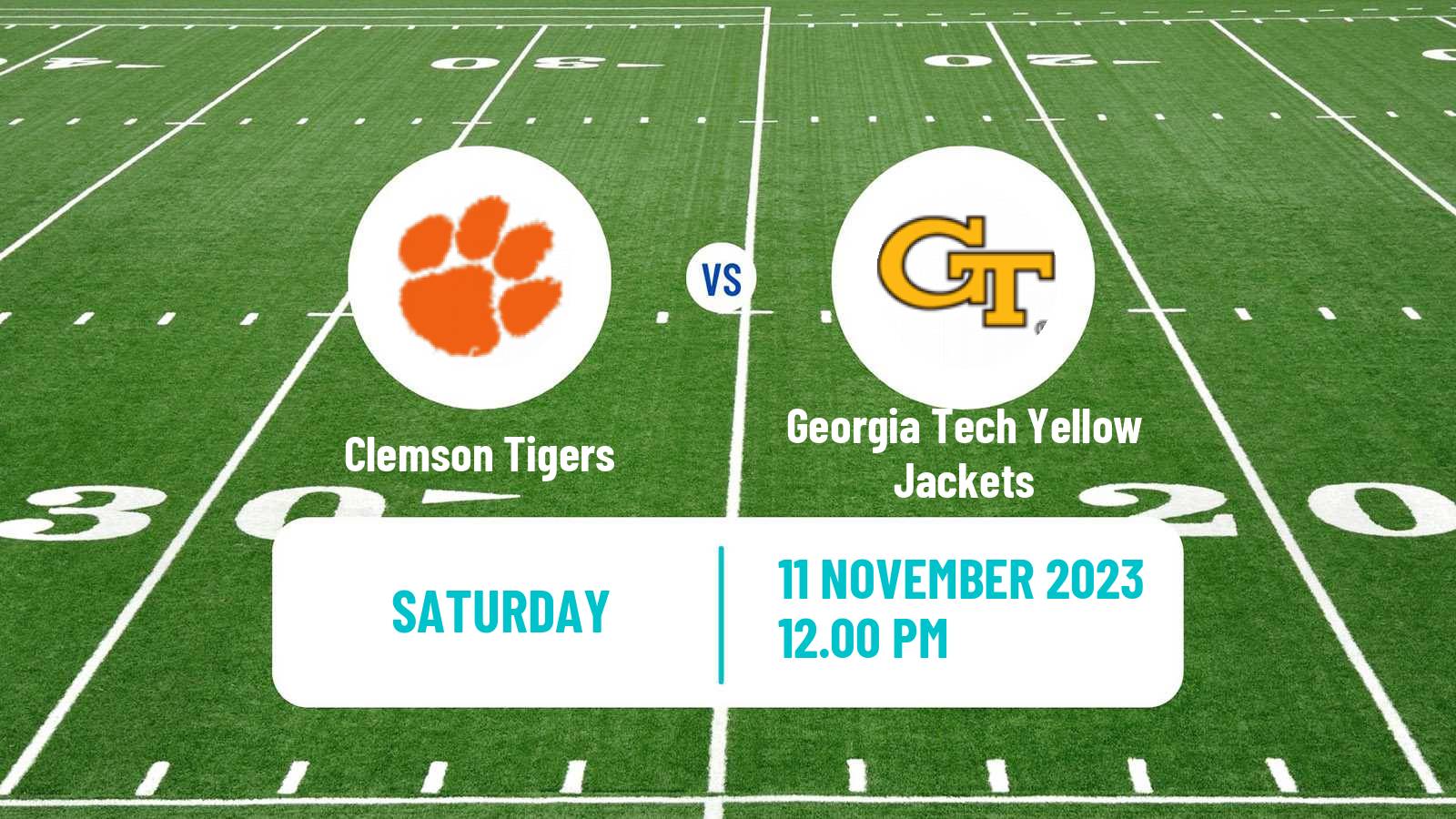 American football NCAA College Football Clemson Tigers - Georgia Tech Yellow Jackets