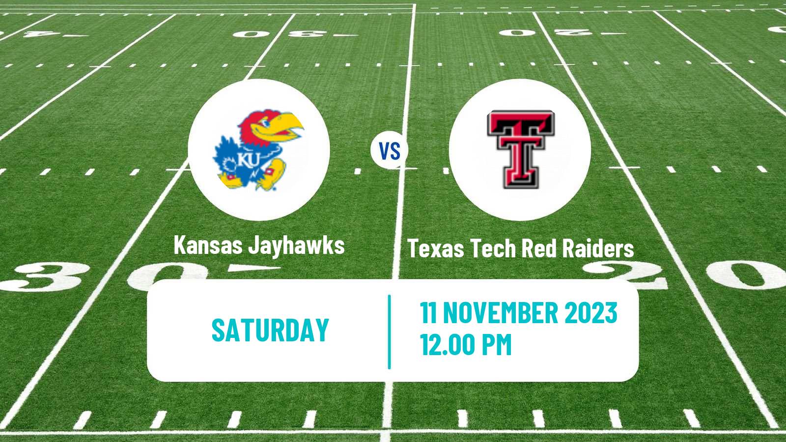 American football NCAA College Football Kansas Jayhawks - Texas Tech Red Raiders