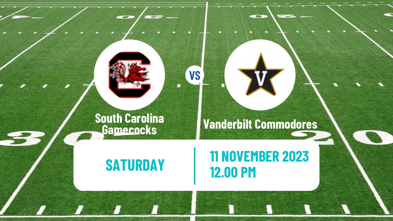 American football NCAA College Football South Carolina Gamecocks - Vanderbilt Commodores