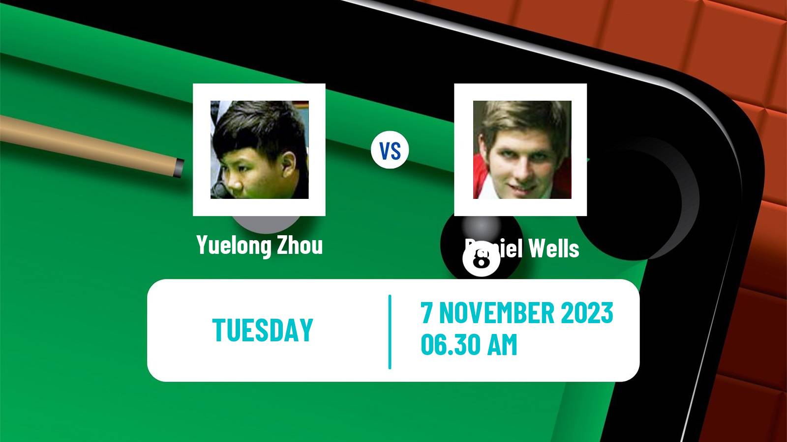 Snooker International Championship Yuelong Zhou - Daniel Wells