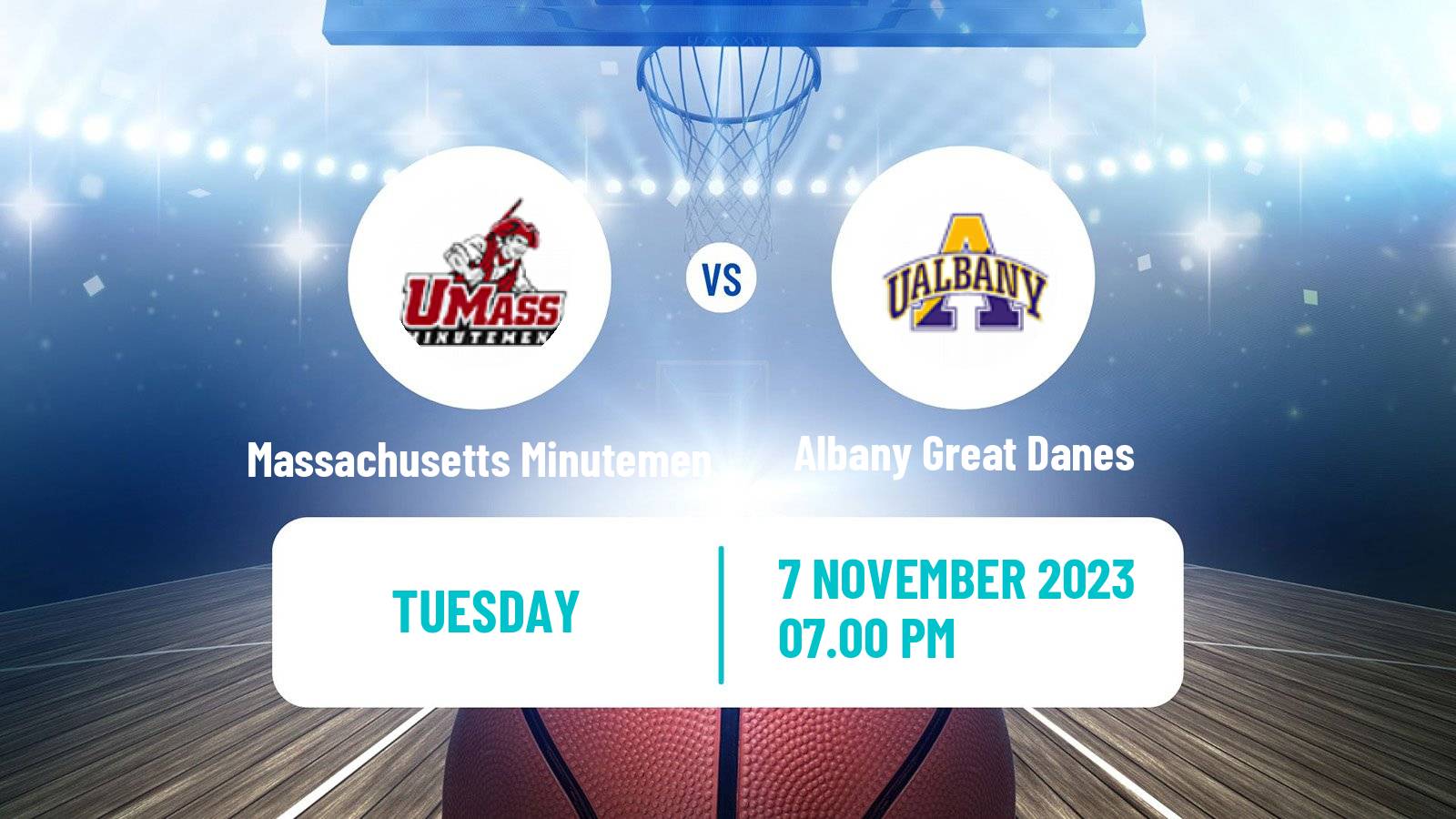 Basketball NCAA College Basketball Massachusetts Minutemen - Albany Great Danes