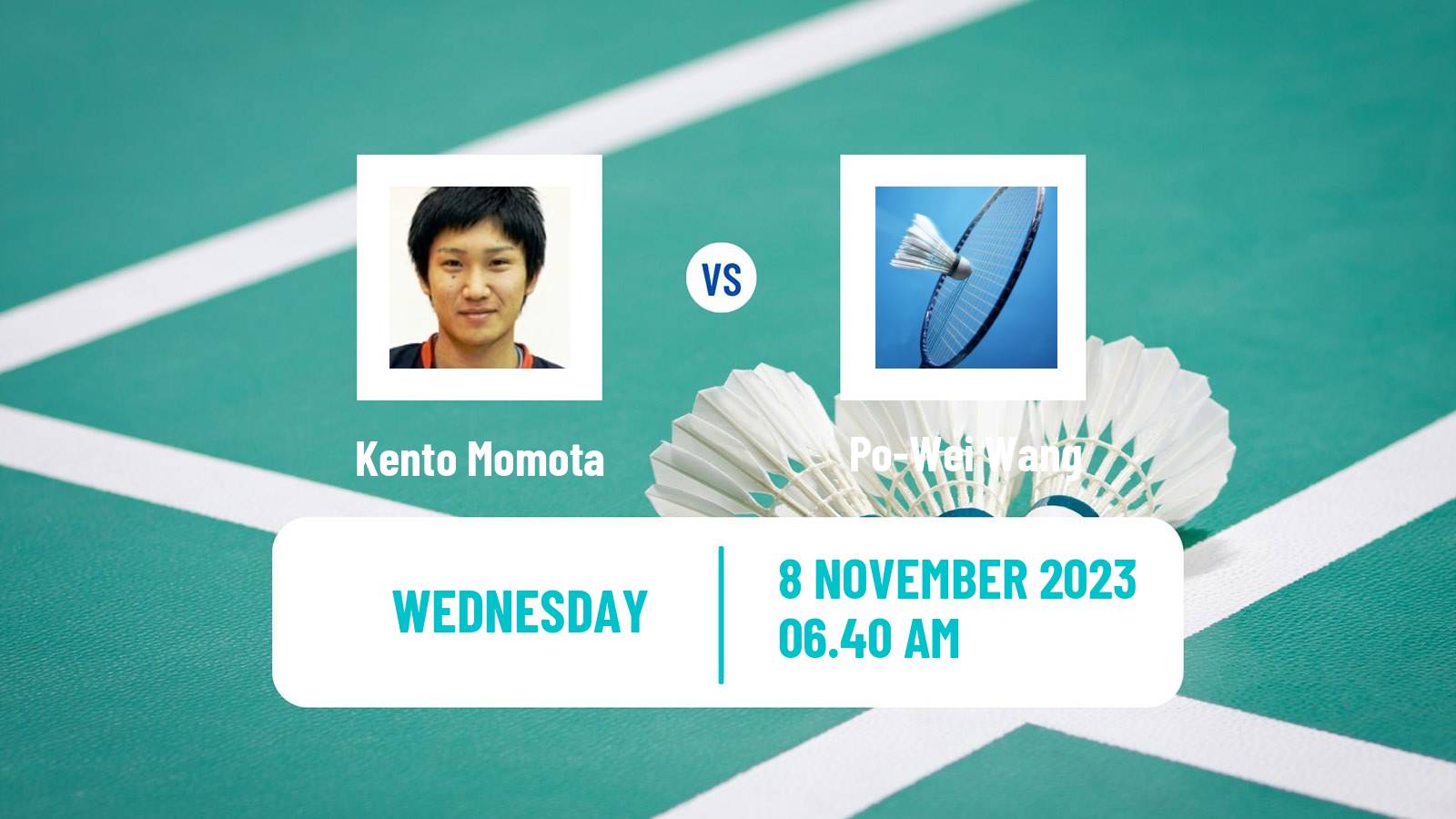 Badminton BWF World Tour Korea Masters Men Kento Momota - Po-Wei Wang