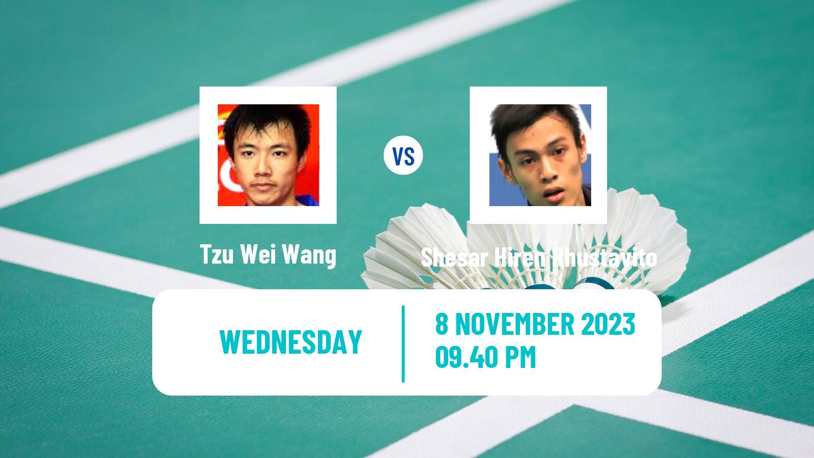 Badminton BWF World Tour Korea Masters Men Tzu Wei Wang - Shesar Hiren Rhustavito