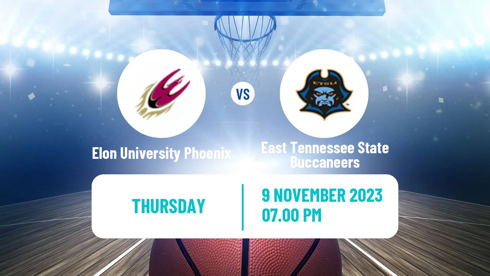 Basketball NCAA College Basketball Elon University Phoenix - East Tennessee State Buccaneers