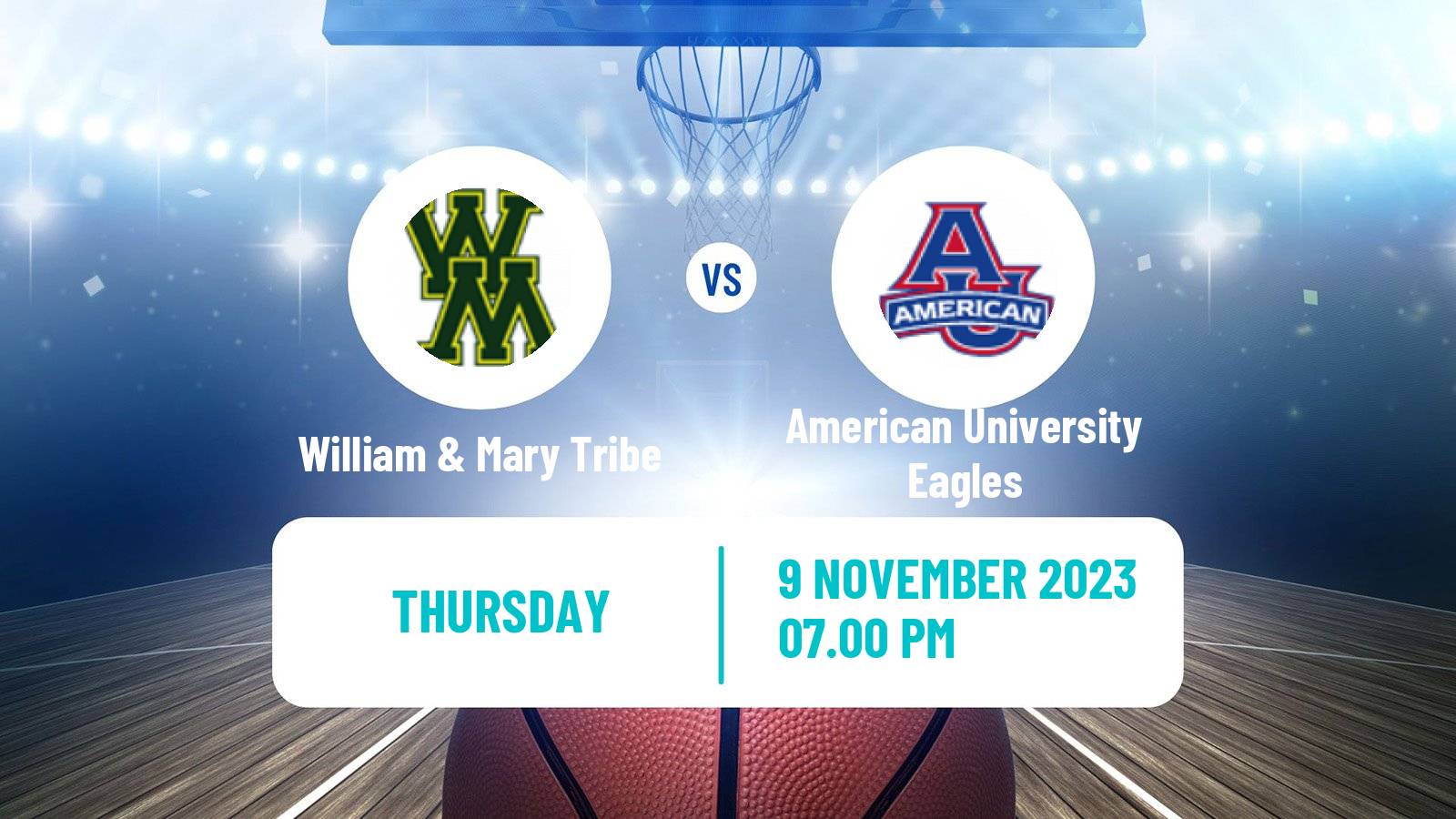 Basketball NCAA College Basketball William & Mary Tribe - American University Eagles
