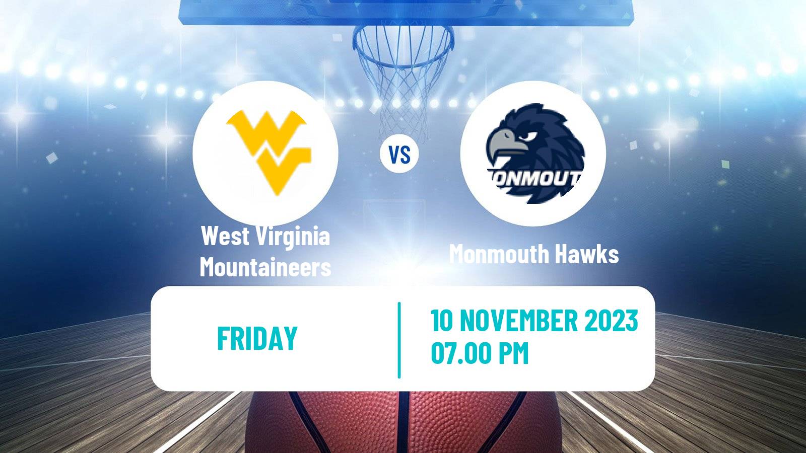 Basketball NCAA College Basketball West Virginia Mountaineers - Monmouth Hawks