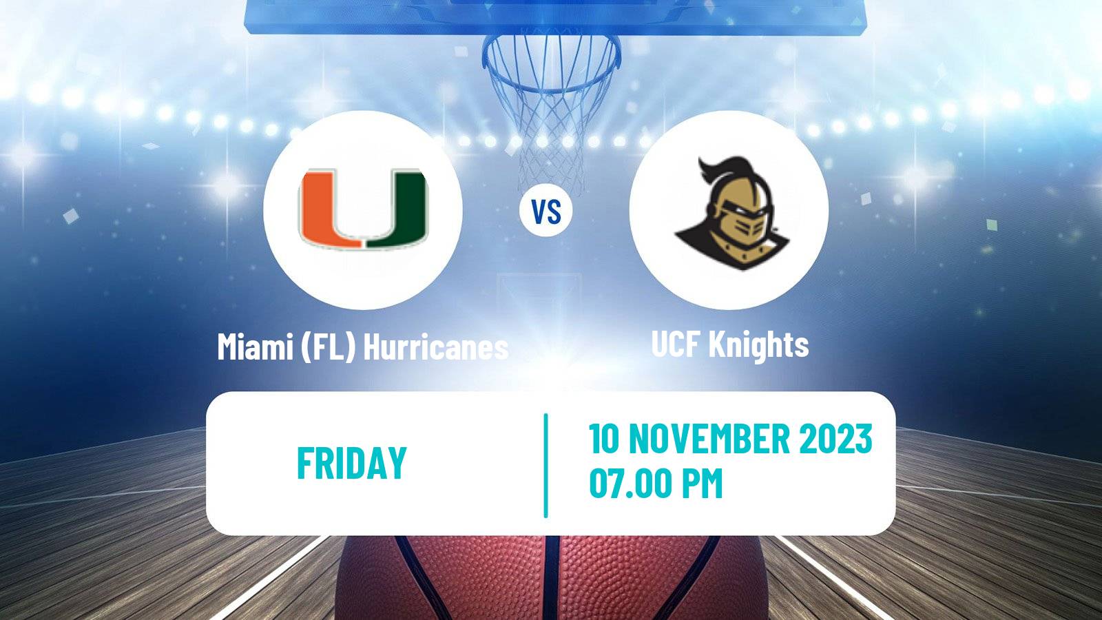 Basketball NCAA College Basketball Miami (FL) Hurricanes - UCF Knights