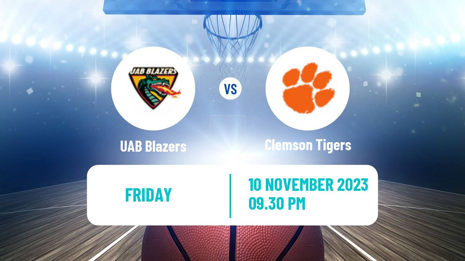 Basketball NCAA College Basketball UAB Blazers - Clemson Tigers