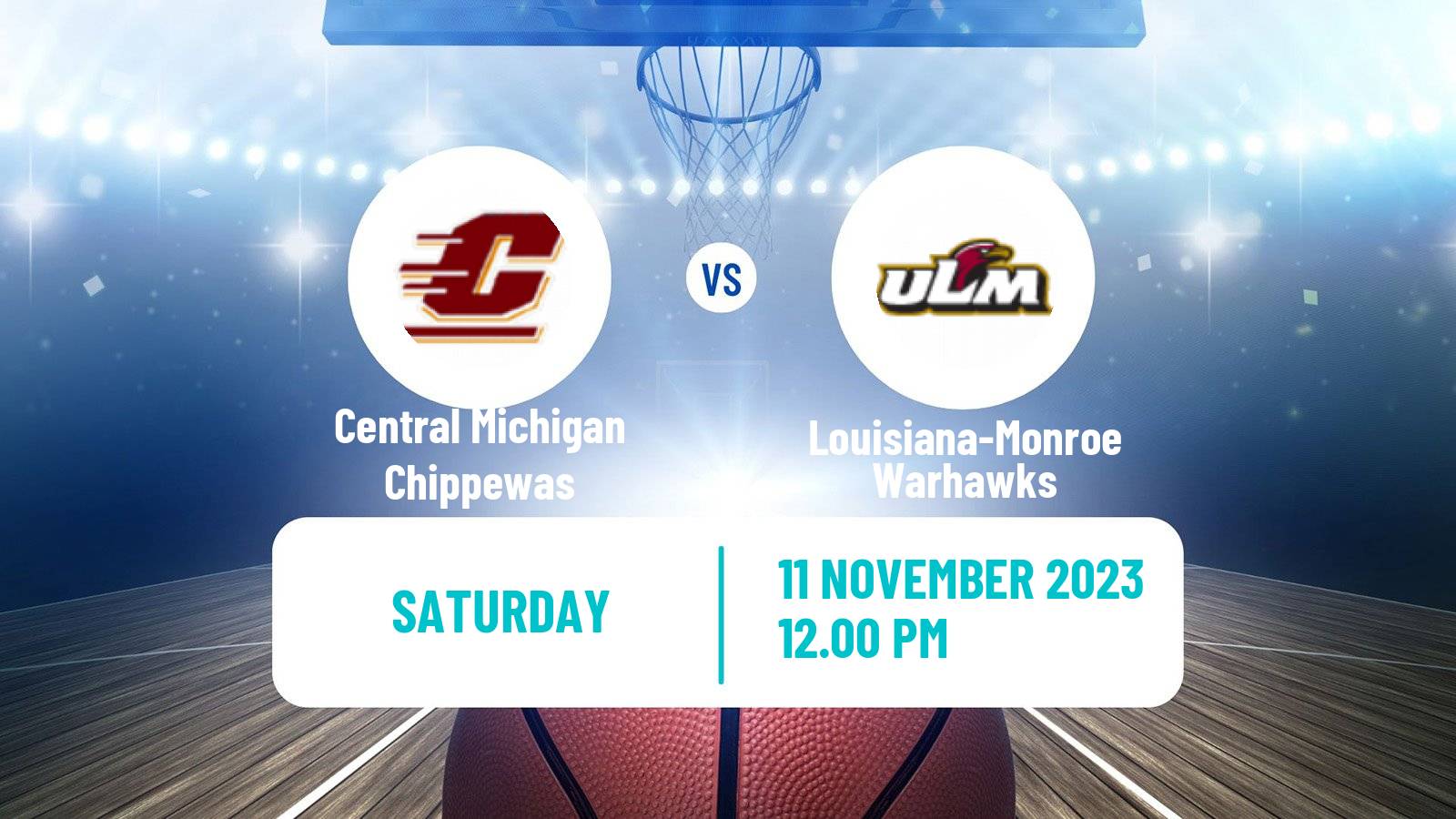 Basketball NCAA College Basketball Central Michigan Chippewas - Louisiana-Monroe Warhawks