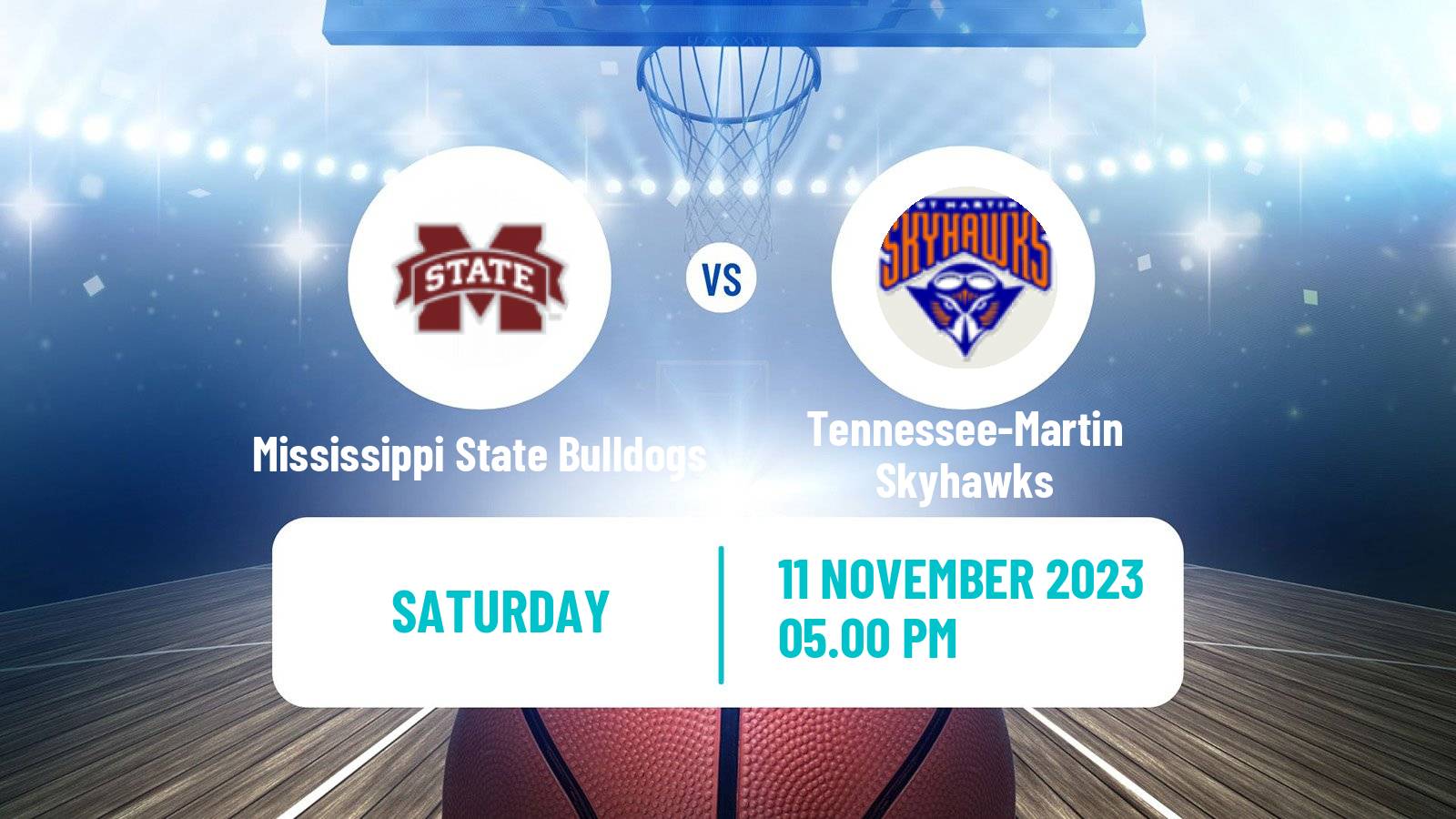 Basketball NCAA College Basketball Mississippi State Bulldogs - Tennessee-Martin Skyhawks