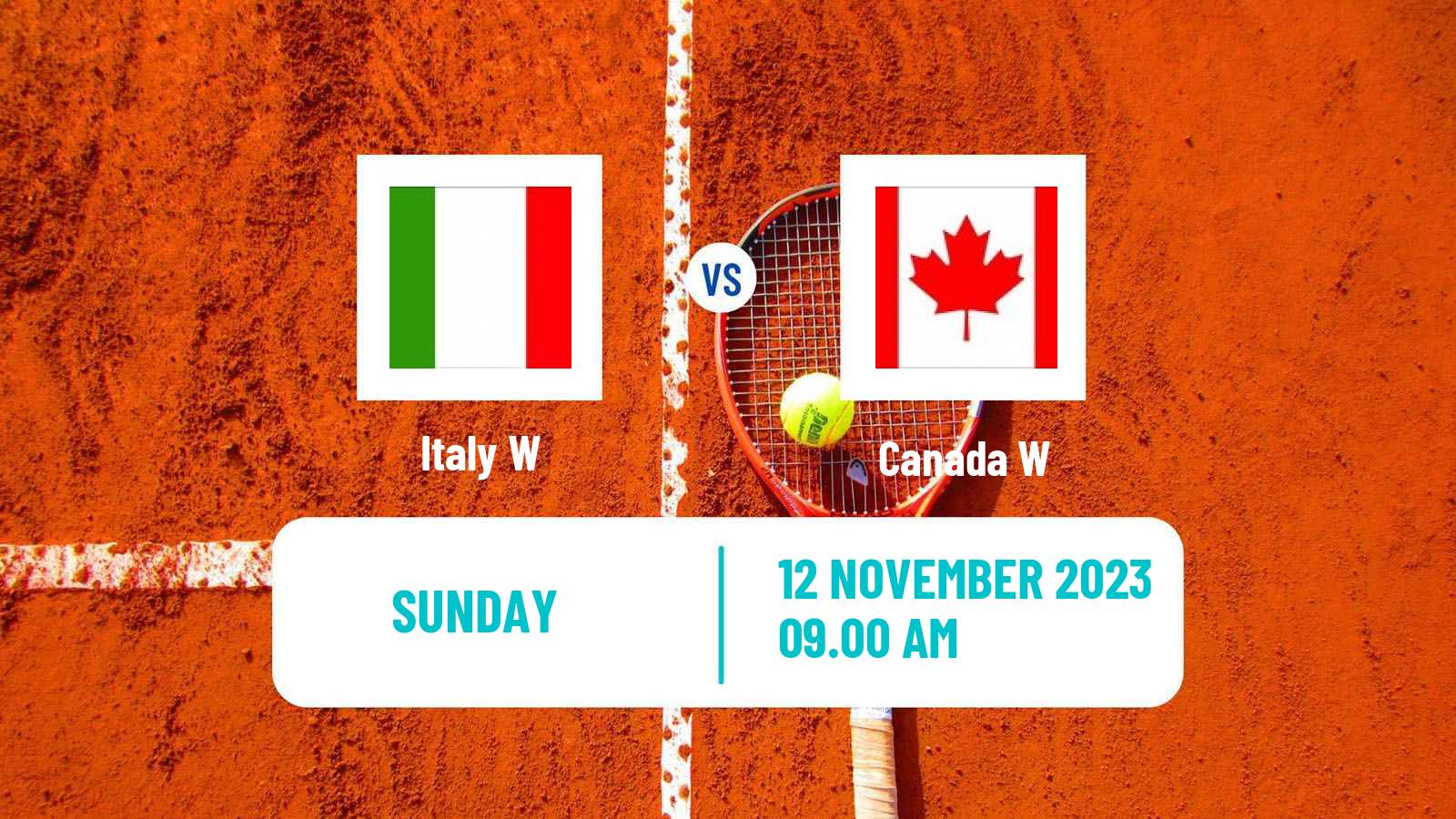 Tennis WTA Billie Jean King Cup World Group Teams Italy W - Canada W