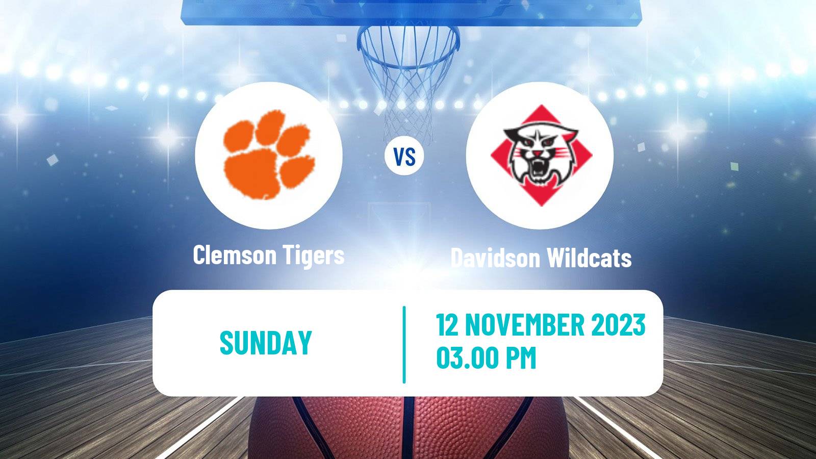 Basketball NCAA College Basketball Clemson Tigers - Davidson Wildcats