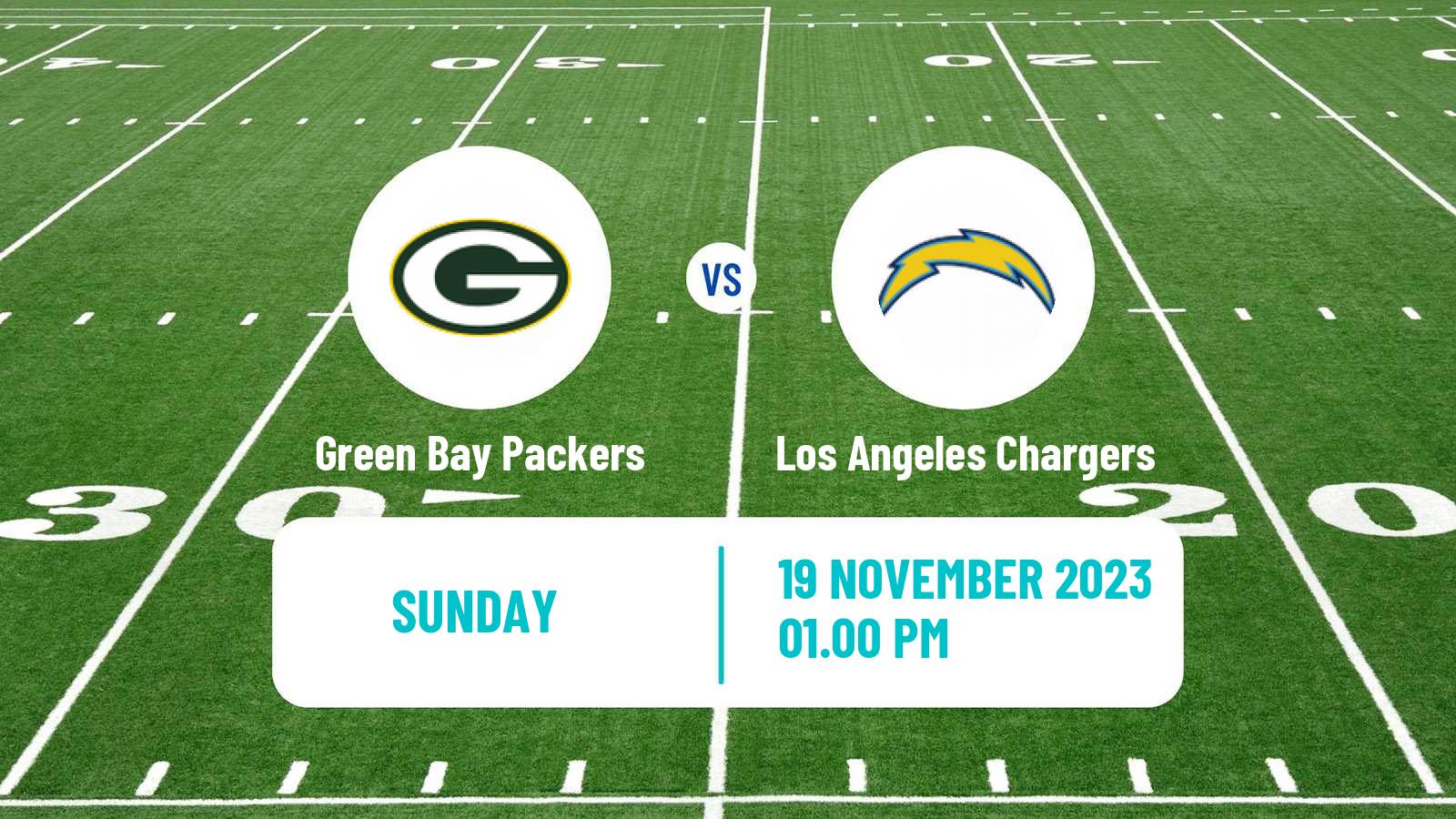 American football NFL Green Bay Packers - Los Angeles Chargers