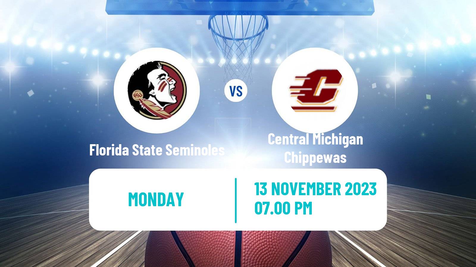 Basketball NCAA College Basketball Florida State Seminoles - Central Michigan Chippewas