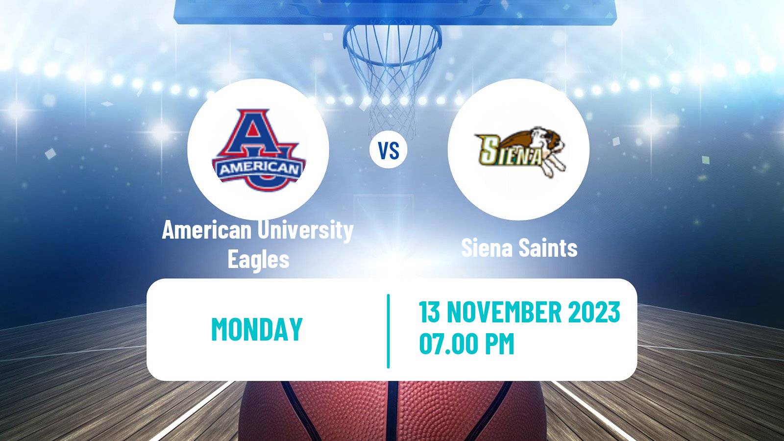 Basketball NCAA College Basketball American University Eagles - Siena Saints