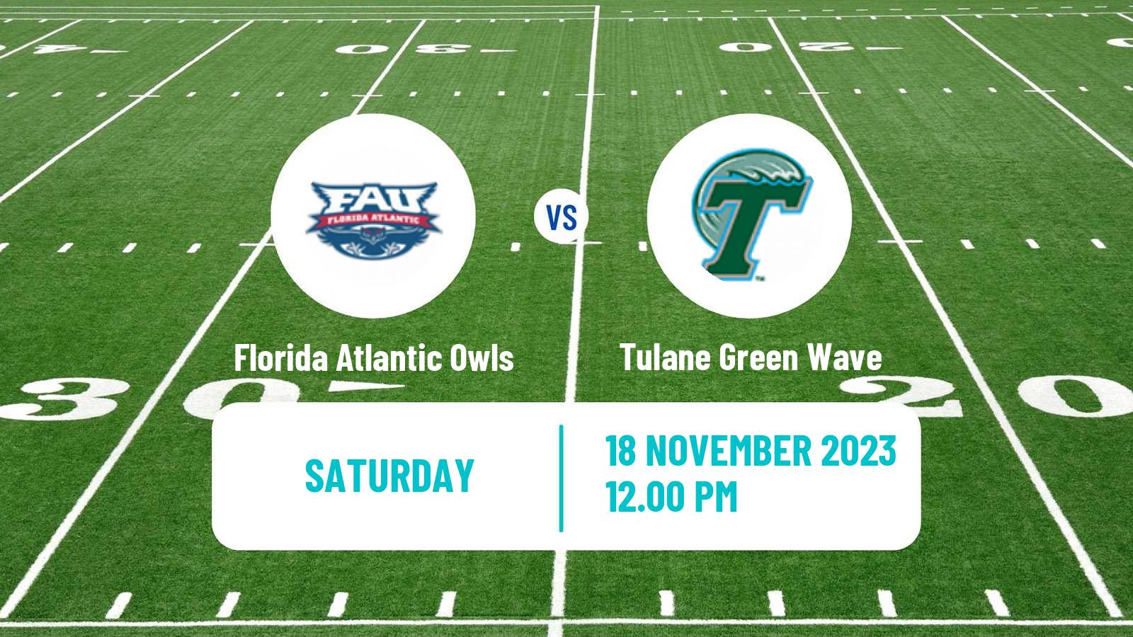 American football NCAA College Football Florida Atlantic Owls - Tulane Green Wave