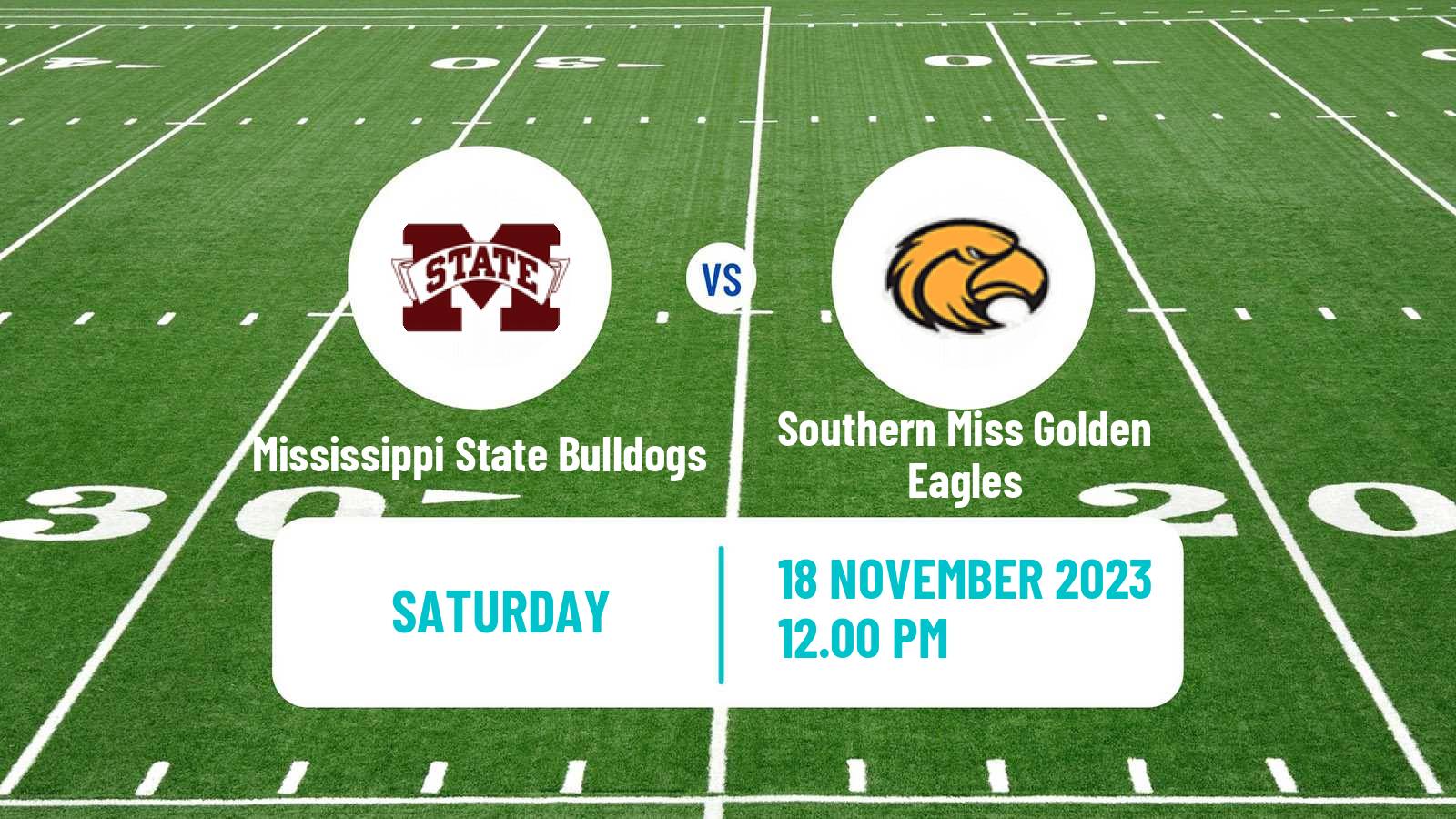 American football NCAA College Football Mississippi State Bulldogs - Southern Miss Golden Eagles