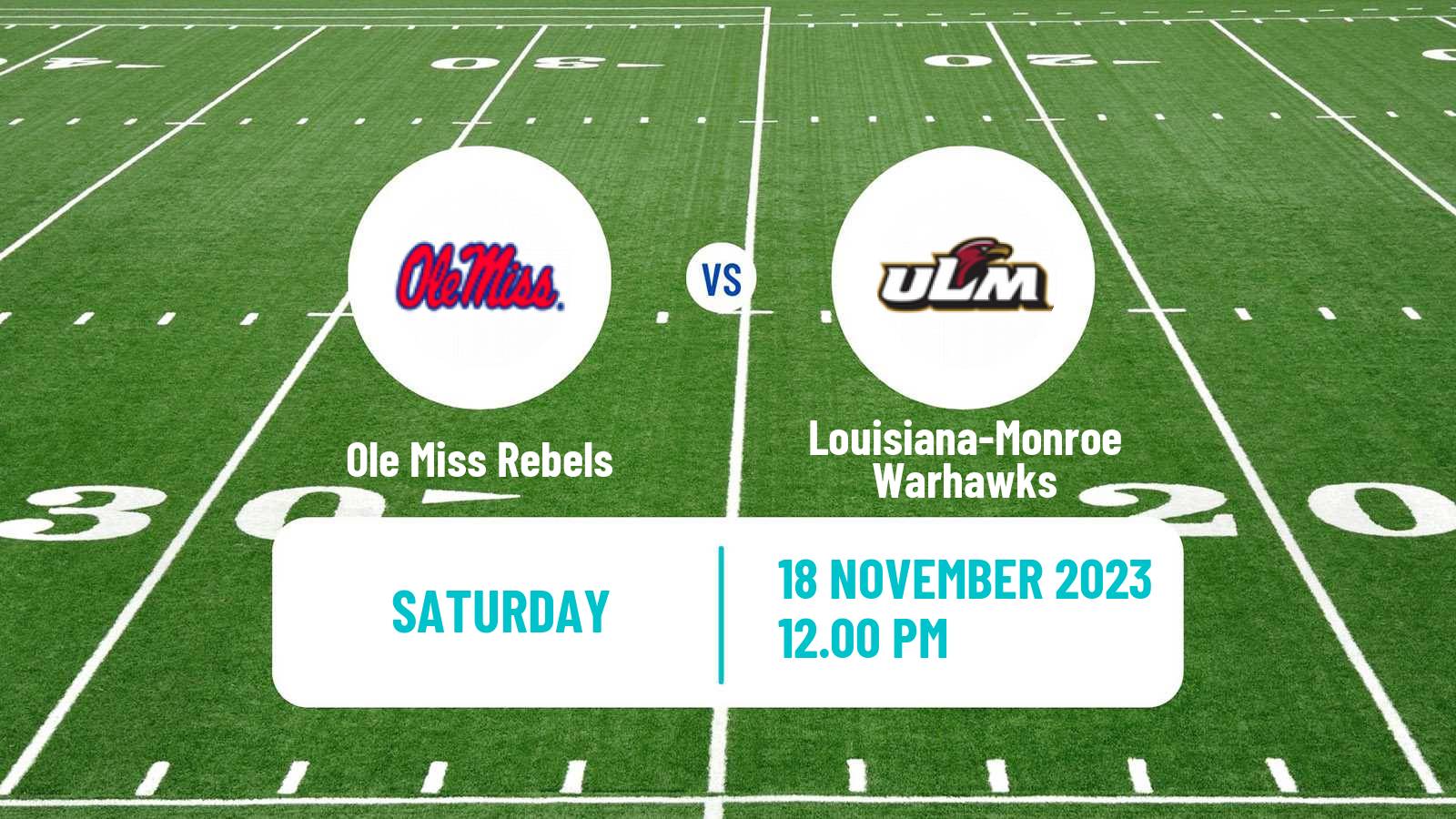 American football NCAA College Football Ole Miss Rebels - Louisiana-Monroe Warhawks