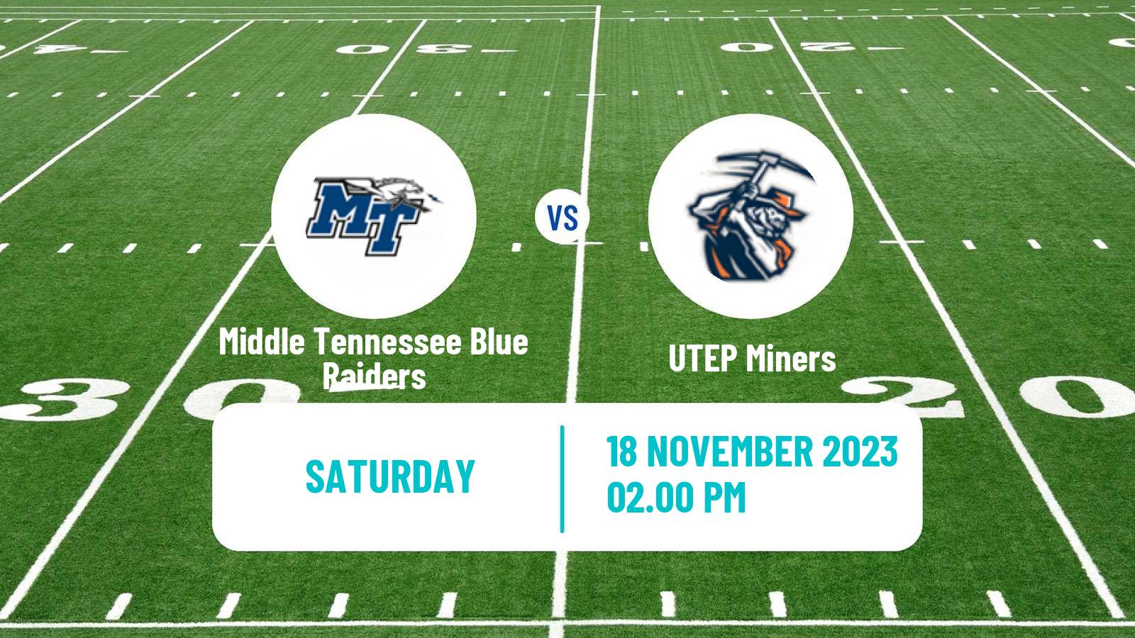 American football NCAA College Football Middle Tennessee Blue Raiders - UTEP Miners