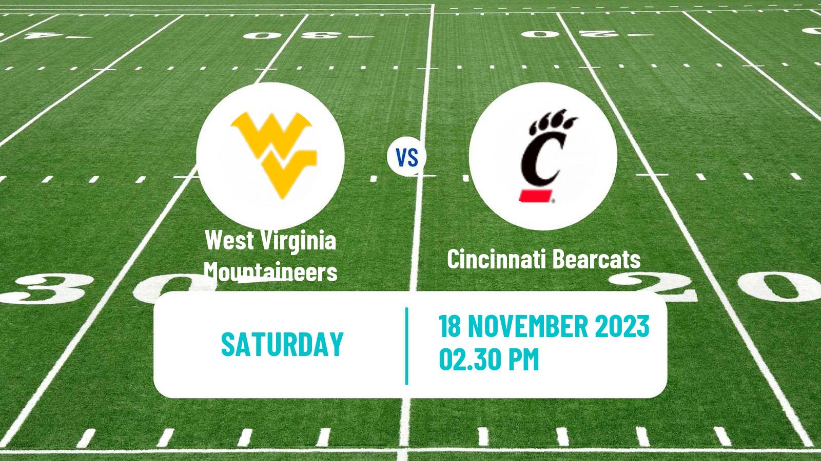 American football NCAA College Football West Virginia Mountaineers - Cincinnati Bearcats
