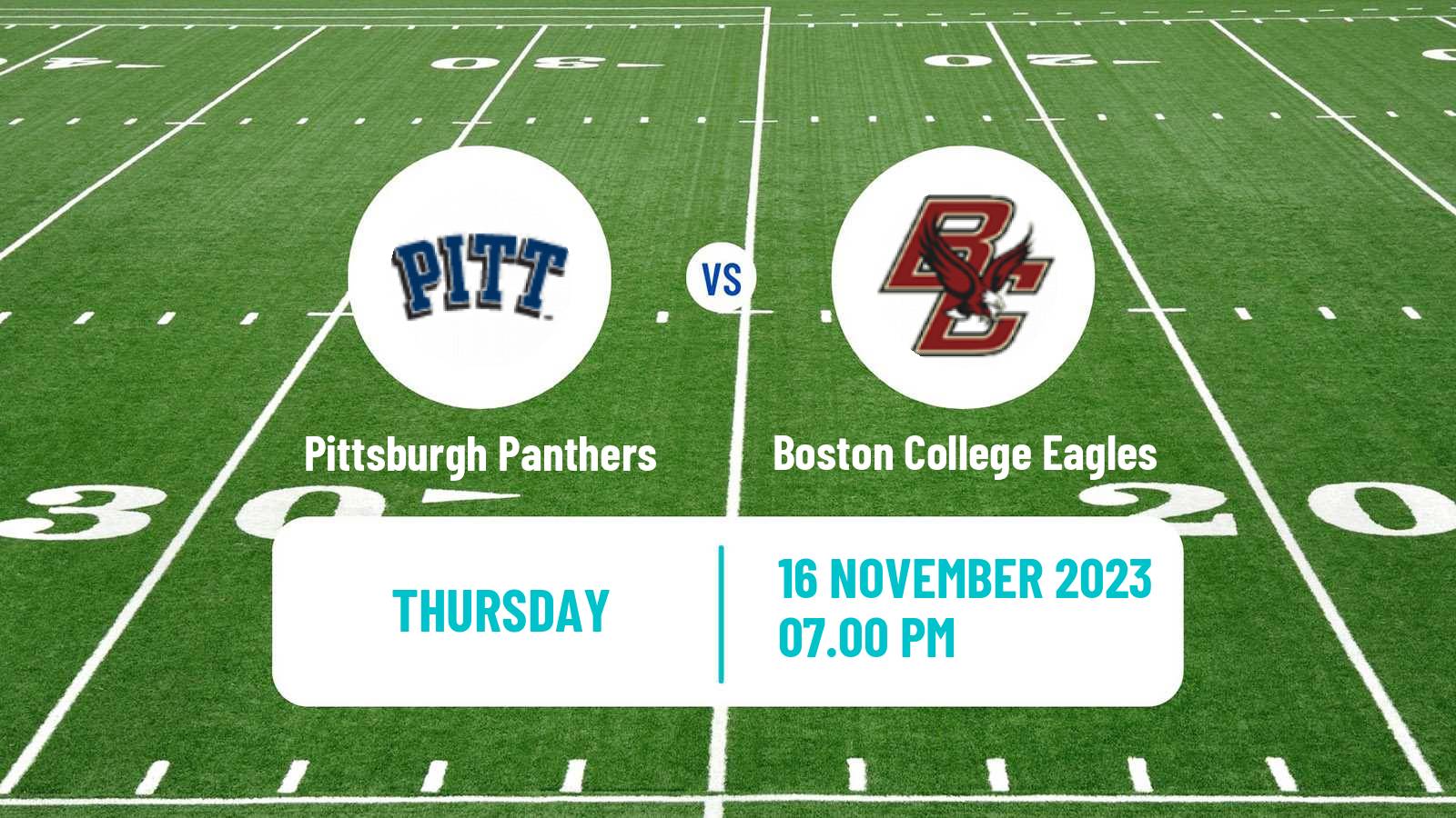 American football NCAA College Football Pittsburgh Panthers - Boston College Eagles