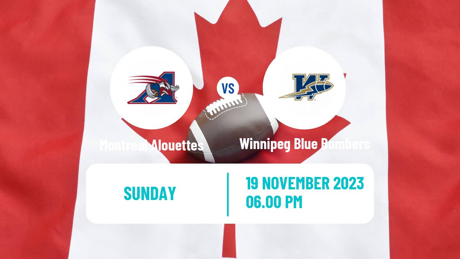 Canadian football CFL Montreal Alouettes - Winnipeg Blue Bombers