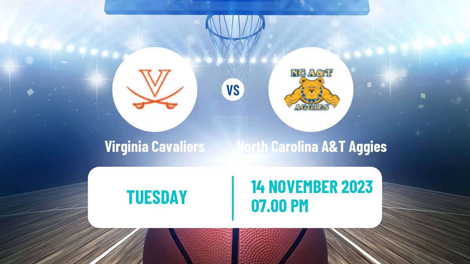 Basketball NCAA College Basketball Virginia Cavaliers - North Carolina A&T Aggies