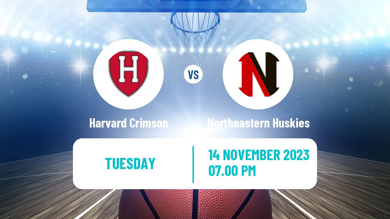 Basketball NCAA College Basketball Harvard Crimson - Northeastern Huskies