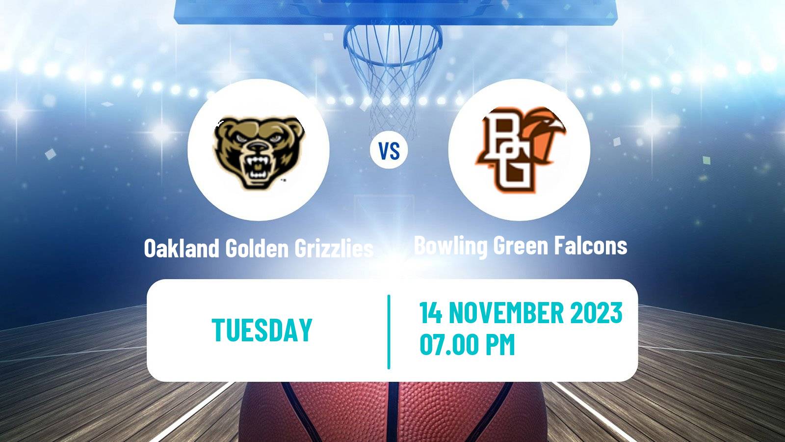 Basketball NCAA College Basketball Oakland Golden Grizzlies - Bowling Green Falcons
