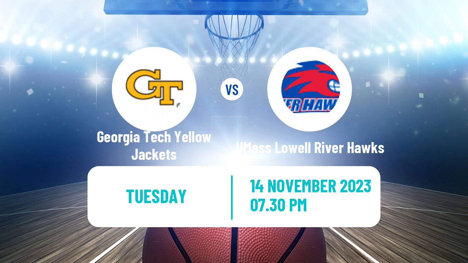 Basketball NCAA College Basketball Georgia Tech Yellow Jackets - UMass Lowell River Hawks