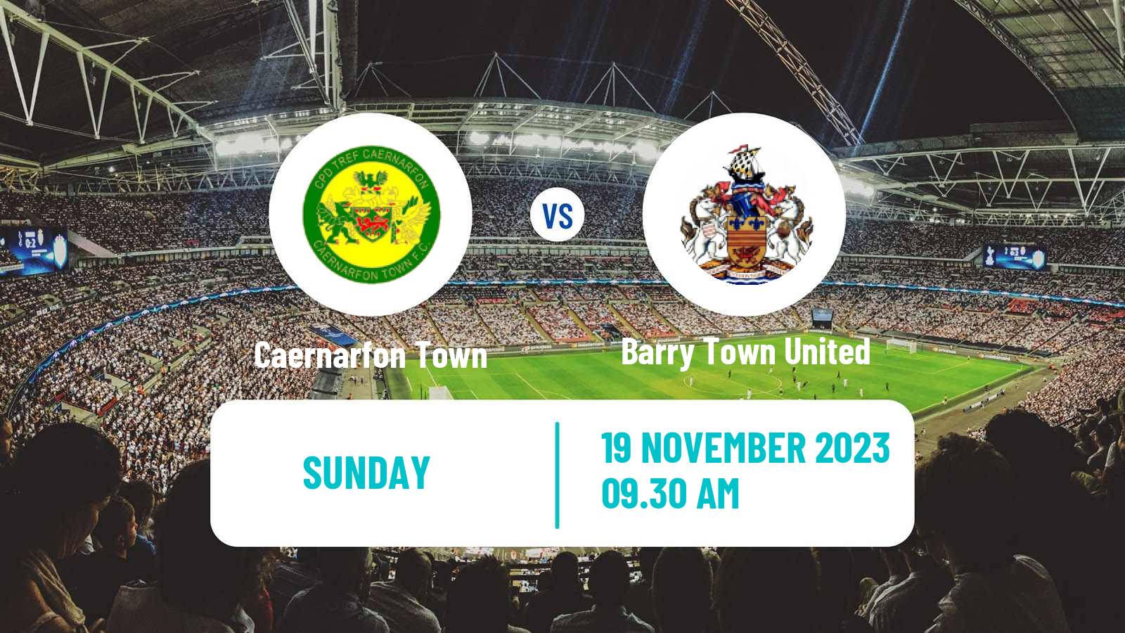 Soccer Welsh Cymru Premier Caernarfon Town - Barry Town United