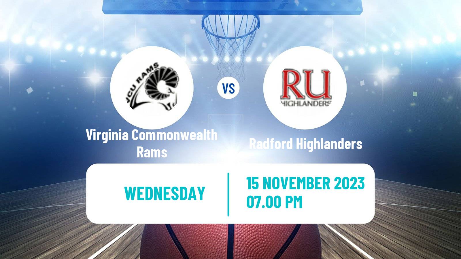 Basketball NCAA College Basketball Virginia Commonwealth Rams - Radford Highlanders