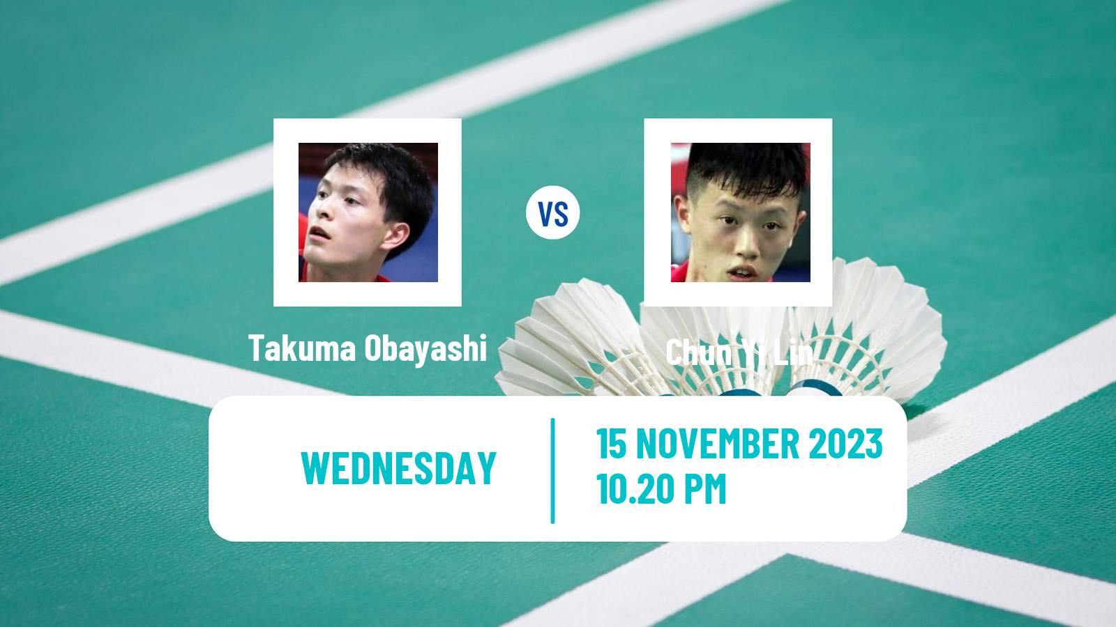 Badminton BWF World Tour Kumamoto Masters Men Takuma Obayashi - Chun Yi Lin